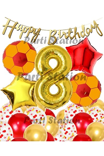 Parti Station Sarı Kırmızı Balon Set Sarı Kırmızı 8 Yaş Balon Set Futbol Balo...