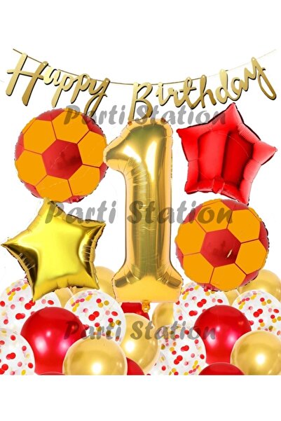 Parti Station Sarı Kırmızı Balon Set Sarı Kırmızı 1 Yaş Balon Set Futbol Balo...