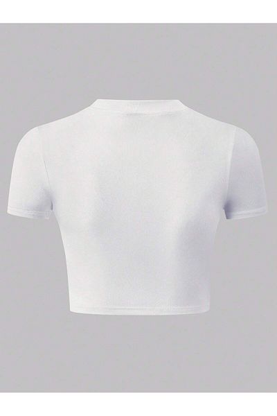 Jose Clothing ΓΥΝΑΙΚΕΙΟ ΚΟΝΤΟΜΑΝΙΚΙ ΛΕΥΚΟ ΤΥΠΩΜΕΝΟ CROP TOP BLUZ