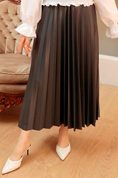 Neva Style - Pileli Siyah Tesettür Etek 4892s