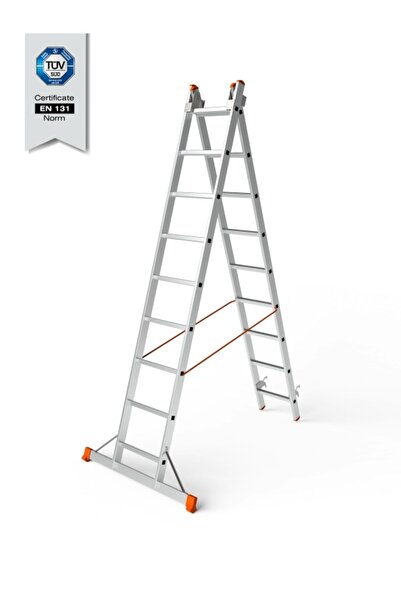 Saraylı Xxx Aluminyum Endüstriyel A Tipi Sürgülü Merdiven 2 Kademeli 2x9 Basamaklı