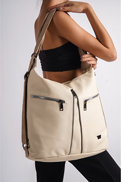 Solo Bag PIELE BEI ​​SPĂLATĂ MOALE DE DAMĂ ATÂT MÂNECĂ, CÂT RUCSAC