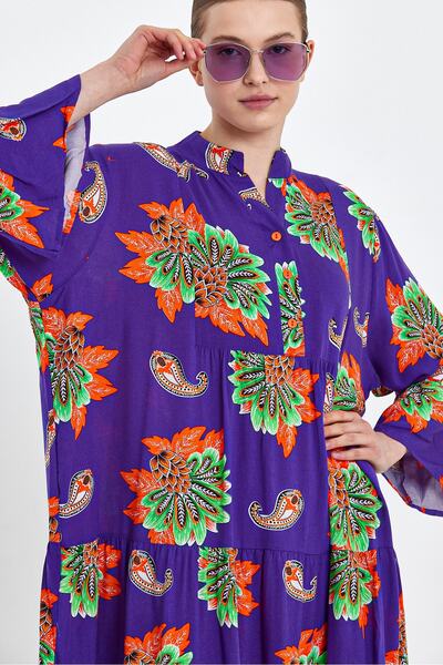 Denismoda Patterned Long Viscose Dress