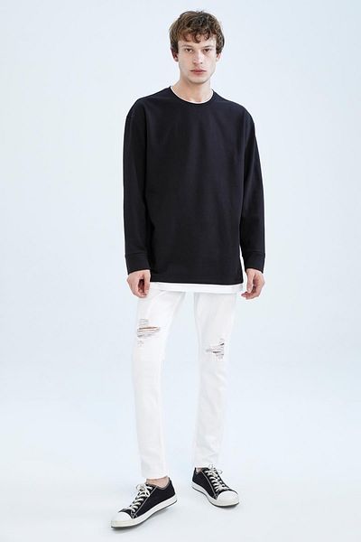 DeFacto Oversize fit mikina Crew s dlouhým rukávem a měkkým fuzzy