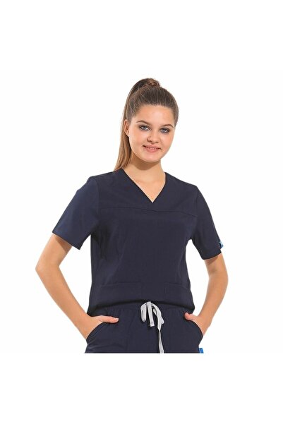 Wio Uniform Janet- Kadın Likralı Lacivert Doktor Hemşire Cerrahi Medikal Üst