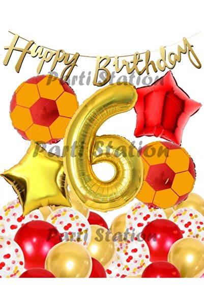 Parti Station Sarı Kırmızı Balon Set Sarı Kırmızı 6 Yaş Balon Set Futbol Balo...