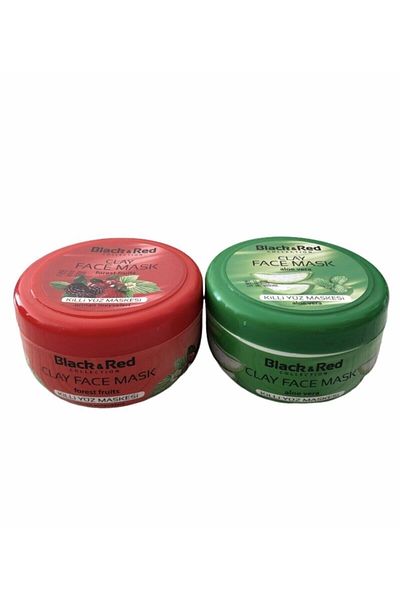 Black Red Aloe Vera and Forest Fruit Clay Face Mask 400 gr 2 Pieces