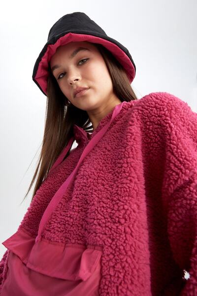DeFacto Coool Oversize Fit Kapüşonlu Kanguru Cepli Pelüş Sweatshirt