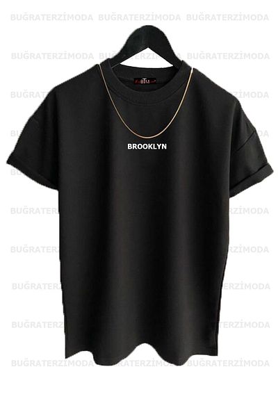 Buğraterzimoda Brooklyn Printed Unisex Μαύρο-Λευκό Πακέτο T-Shirt 2 τεμαχίων