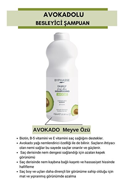 BYPHASSE Family Fresh Kuru Saçlara Özel Avokadolu Şampuan 750ml