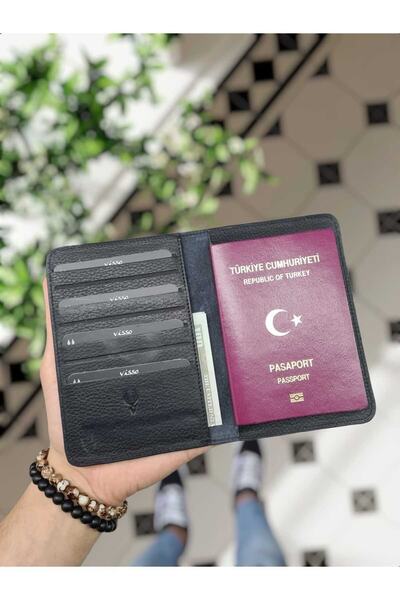 VİSSO 911 HAKİKİ DERİ İSME ÖZEL PASAPORTLUK GERÇEK DERİ PASAPORT KILIFI Deri Çanta Siyah Renk Deri