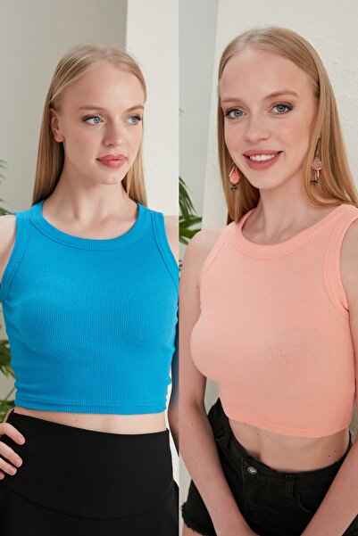 CATSPY 2-dijelni komplet bluza: Uskog kroja široka Sa paspulom Halter izrez R...