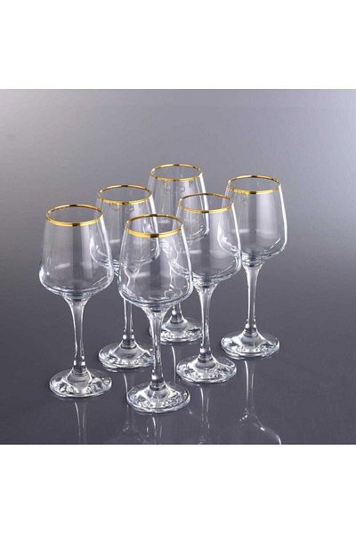 KristalGalerisi Lava 6-Piece Standing Water Glass - Sapphire Gilded Coffee