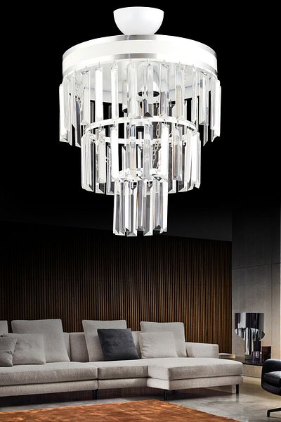 Kraliçe Paris 4-Piece White Chrome Gilded - Crystal Stone Modern Chandelier