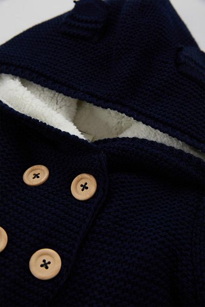 DeFacto Baby Boy Hooded Plush Lined Knitwear Cardigan A3840A523Wn