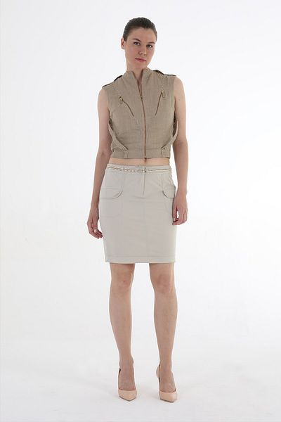 Balizza BLZ-FRONT SHIPPING POCKET WAIST CHAIN DESIGN KNEE TOP SKIRT