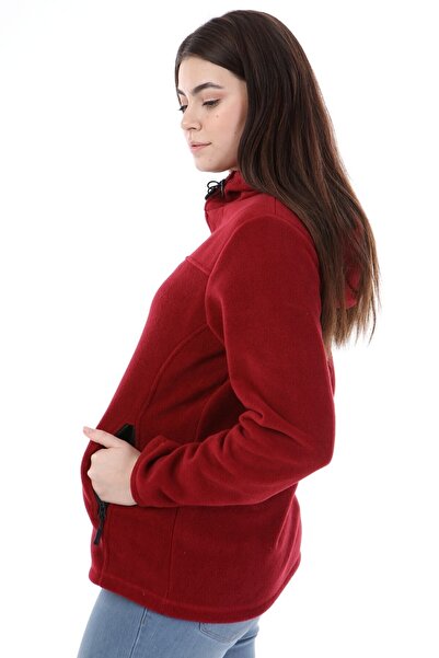 VEGA PORT Γυναικείο Fleece Claret Red με κουκούλα με φερμουάρ