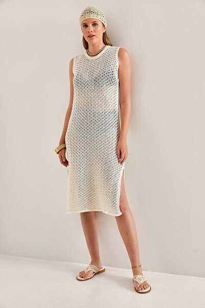Bianco Lucci Dámské plážové šaty bez rukávů s rozparkem