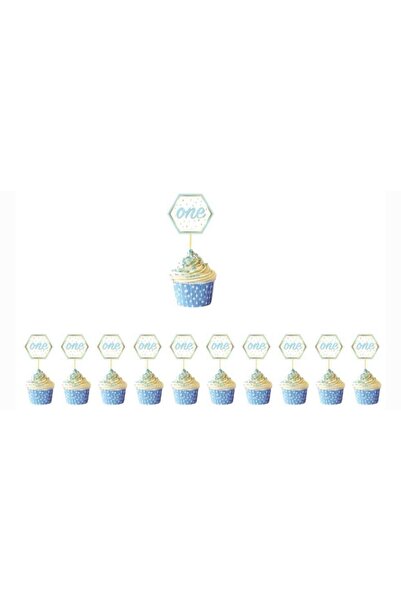 Pera 10' lu ONE Yazılı Mavi Cupcake Kürdanı