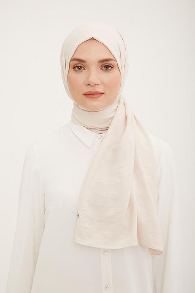 Armine Geometric Pattern Cotton Textured Jazz Shawl Ecru