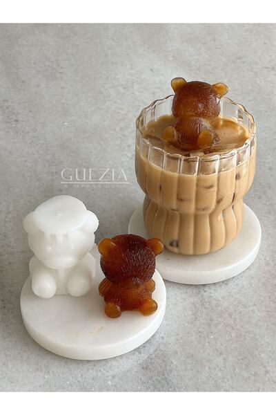 GUEZIA Ayıcık Şekilli Buz Kalıbı | Silikon 3 Boyutlu Ayı Karikatürlü Buz Kalı...