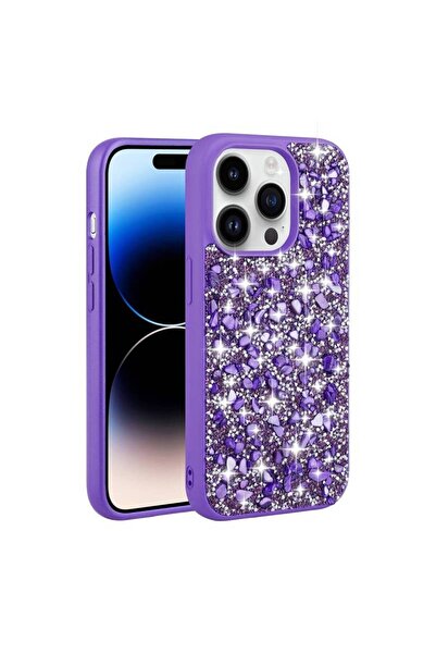 Rivor Apple iPhone 14 Pro Uyumlu Kılıf Kamera Çıkıntılı Parlak Taşlı Tasarım ...