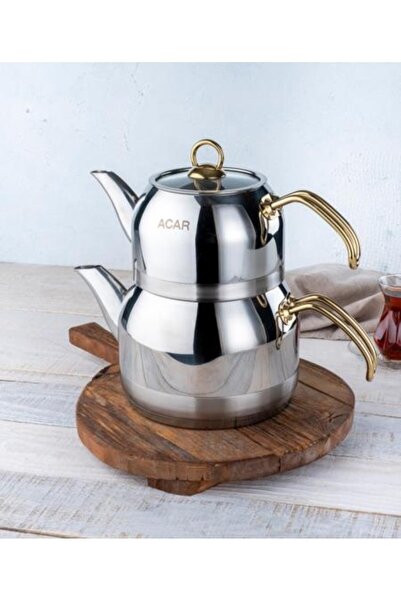 ACAR 315 Armin Aile Boy Çelik Çaydanlık Takımı - Gold