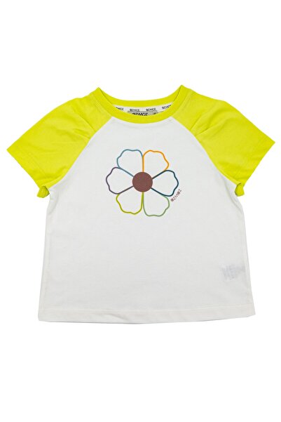 Ozmoz By Mukadder Özden Organic Cotton Flower Patterned Raglan Sleeve Girl's T-shirt