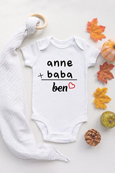 TUĞBABABY Unisex Bebek Anne Baba Yazılı Bebek Body Organik Baskılı Uzun Kollu Beyaz Bebek Badi Zıbın