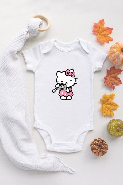 TUĞBABABY Kız Bebek Hello Kitty Organik Baskılı %100 Pamuklı Zıbın