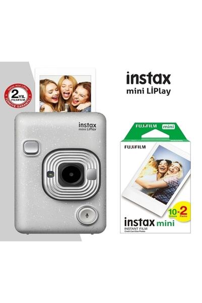 Fujifilm Instax Mini Liplay Hybrid Stone White Fotoğraf Makinesi 20li Mini Film