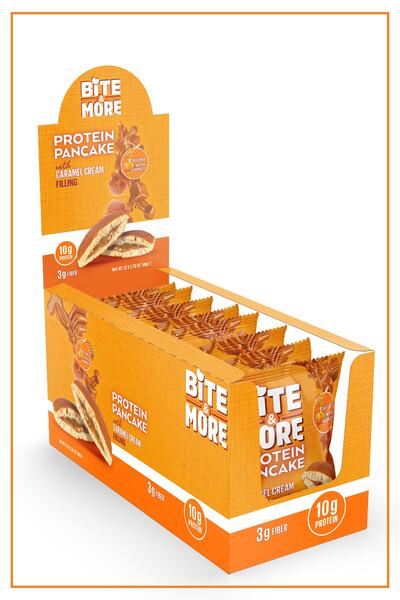 bite & more Protein Pancake / Proteinli Pankek 50 Gram X 12 Adet - Caramel Cream