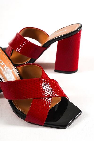 Capone Outfitters Capone 015 Heeled Blunt Toe Red Women's Slippers