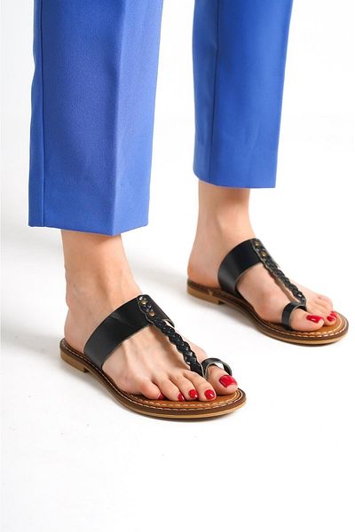 Capone Outfitters Capone Black Women's Leather Slippers
