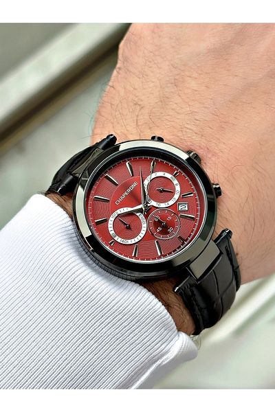 Chaperone Black Color Leather Strap Functions Active Men's Wristwatch + BRACELET WITH GIFT By Reward