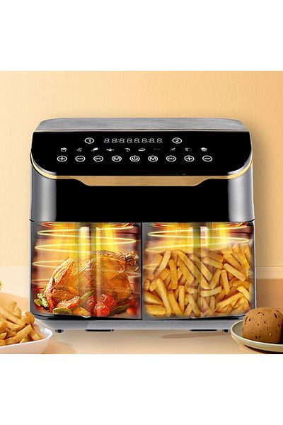 Yui Air Fryer 8 Liter Black M45 (4x4) Ceramic Double Chamber Smart Fryer