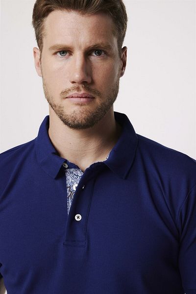 Dark blue collared shirt sale