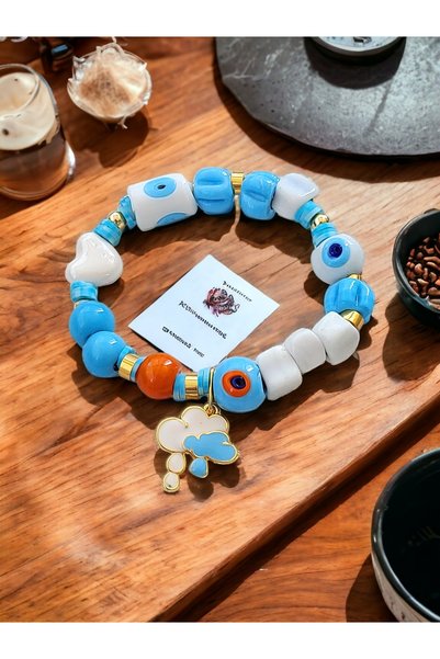 bizizmoda Glass Basement Bead Charm Murano Evil Eye Bead Bracelet Evil Eye Beaded Bracelet