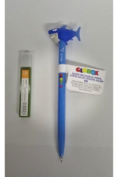 Globox VERSATİL MAVİ 07.UÇLU KALEM KÖPEK BALIĞI BAŞLIKLI 1 ADET KALEM 1 TÜP UÇ