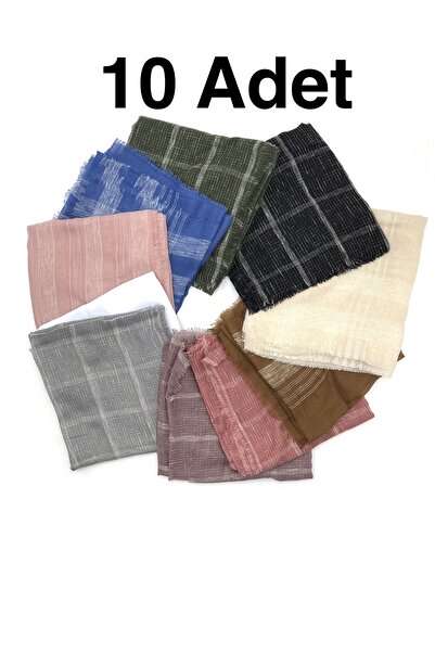 nazipek 10'lu Set Deseli Flamlı Yazlık Ince Eşarp 100x100cm Dağıtmalık Toptan...