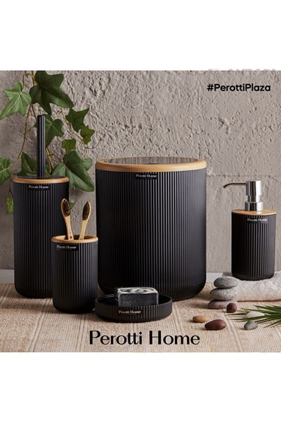 Perotti 13225 PEROTTI LISBONE BAMBOO ΣΕΤ ΜΠΑΝΙΟΥ 5 ΤΕΜΑΧΙΩΝ - ΜΑΥΡΟ