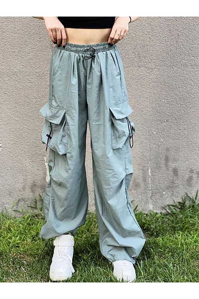Gofeel Baggy Cut Grey Relaxed Παντελόνι - Cargo με τσέπες και λάστιχο
