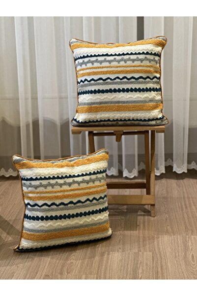 Ottoson 2'li ÖZEL TASARIM BOHEM PUNCH İŞLEMELİ JAKARLI KIRLENT KILIFI