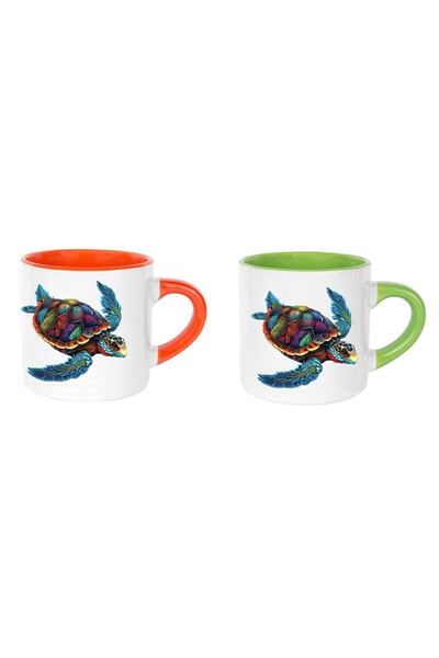LADİJİTAL BASKI ÇÖZÜMLERİ Kaplumbağa Görselli 2 li Nescafe Fincanı