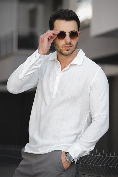 Oksit Ανδρικό πουκάμισο Zanio Slim Fit Half Patch γιακά
