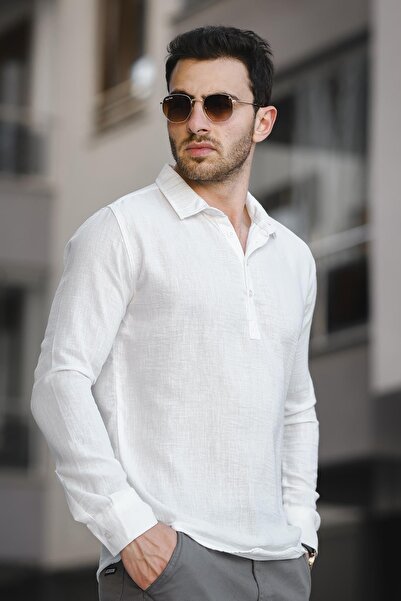 Oksit Cămașă pentru bărbați Zanio slim fit cu guler pe jumătate petice