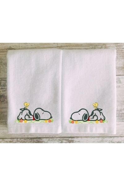 Ursa Snoopy Embroidered White Children's Towel 2 Pieces 30X50