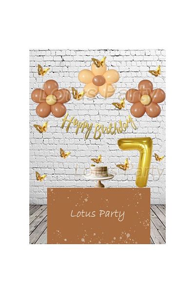 LOTUS PARTY Σετ πάρτι με θέμα την 7η ηλικία Bohemian Κεφαλές με Πεταλούδα και Μαργαρίτα - Πεταλούδα 18 Μπαλόνι Ράκερ Φοινό Μπαλόνι Χαρούμενα Γενέθλια