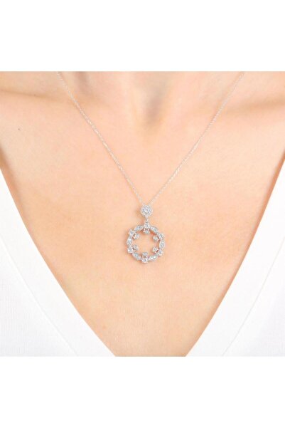 Mia Vento Pırlanta Montür Işıltı Geçidi Gümüş Kolye