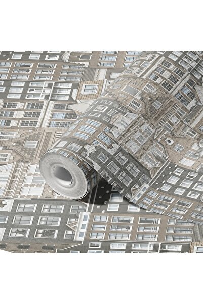 Adawall Roka 23115-2 Şehir Desenli Düz Sade Duvar Kağıdı